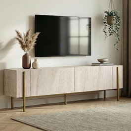 Nordure Nexus Soporte para Televisión Travertino y Oro